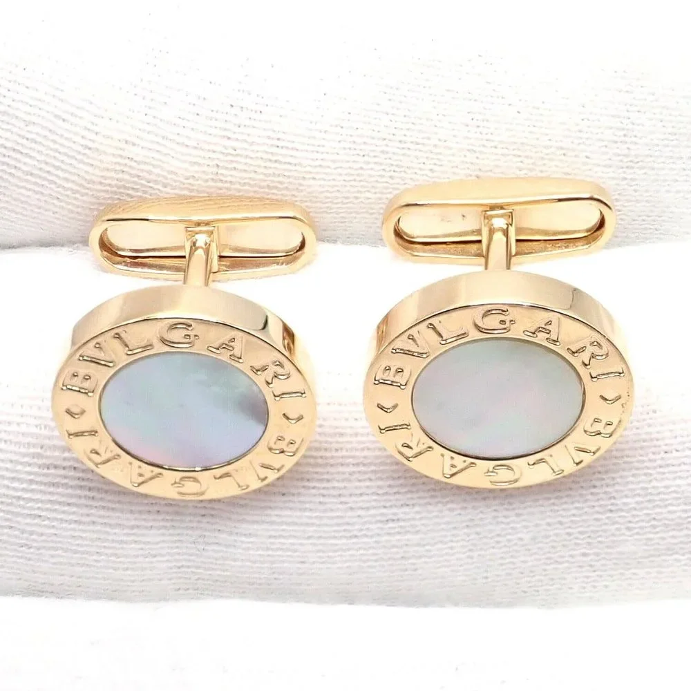 Authentic! Bvlgari Bulgari 18k Yellow Gold Multicenter Cufflink Kit Set